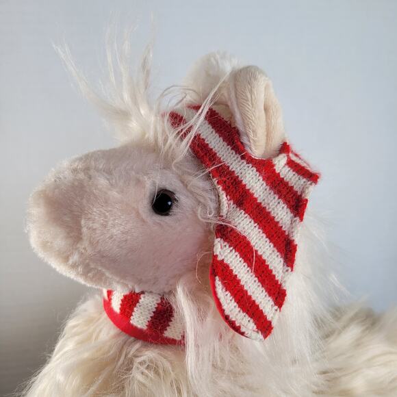 Pier 1 Imports White Llama Plush 12" with Red Hat & Scarf Holiday Decor - Picture 11 of 15